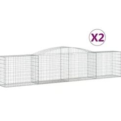 Arched Gabion Baskets 2 pcs 157.5″x19.7″x31.5″/39.4″ Galvanized Iron White Black