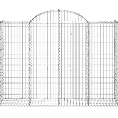 Arched Gabion Baskets 2 pcs 78.7″x19.7″x55.1″/63″ Galvanized Iron White Black