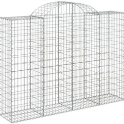 Arched Gabion Baskets 2 pcs 78.7″x19.7″x55.1″/63″ Galvanized Iron White Black