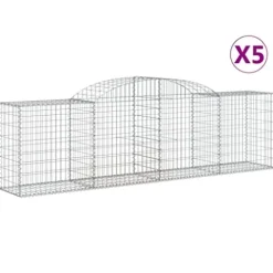 Arched Gabion Baskets 5 pcs Galvanized Iron for Outdoor Plants White Black