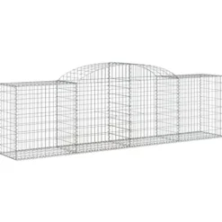 Arched Gabion Baskets 5 pcs Galvanized Iron for Outdoor Plants White Black