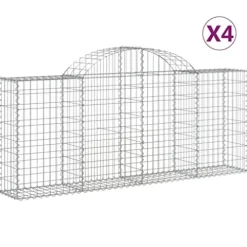 Arched Gabion Baskets 4 pcs Galvanized Iron Plant Pots White Black Other