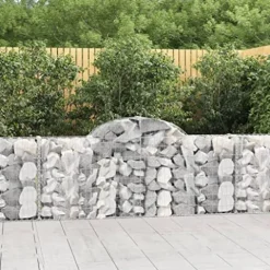 Arched Gabion Baskets 4 pcs Galvanized Iron Plant Pots White Black Other