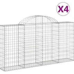 Arched Gabion Baskets 4 pcs Galvanized Iron Outdoor Plant Pots White Black