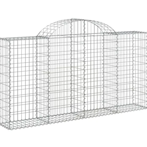 Arched Gabion Baskets 4 pcs Galvanized Iron Outdoor Plant Pots White Black