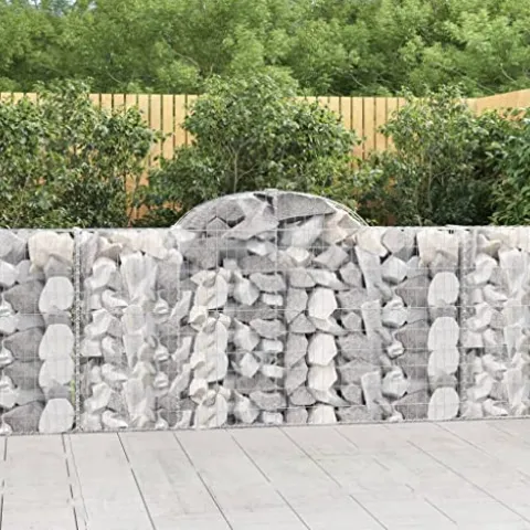 Arched Gabion Baskets 4 pcs Galvanized Iron Outdoor Plant Pots White Black