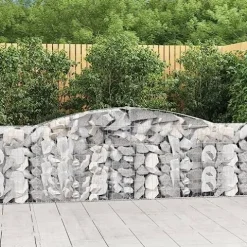 Arched Gabion Baskets 3 pcs 157.5″x11.8″x31.5″/39.4″ Galvanized Iron for Outdoor Plants White Black Other