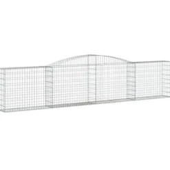 Arched Gabion Baskets 3 pcs 157.5″x11.8″x31.5″/39.4″ Galvanized Iron for Outdoor Plants White Black Other