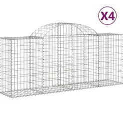 Arched Gabion Baskets 4 pcs Galvanized Iron Plant Pots Self-Watering Indoor Outdoor Gardening