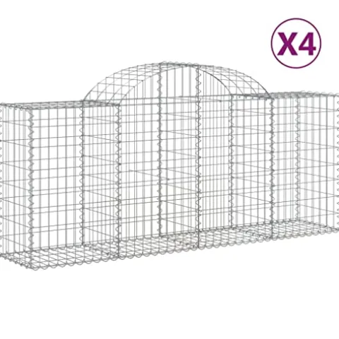 Arched Gabion Baskets 4 pcs Galvanized Iron Plant Pots Self-Watering Indoor Outdoor Gardening