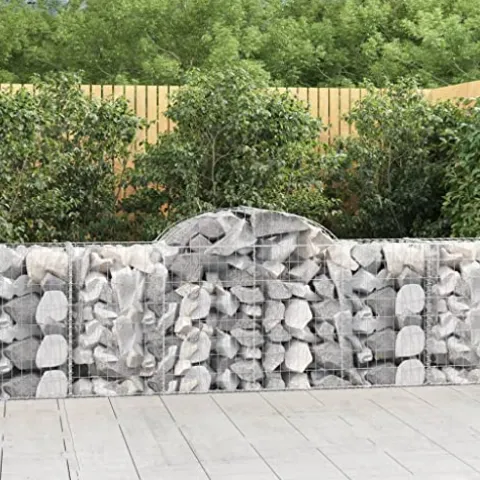 Arched Gabion Baskets 4 pcs Galvanized Iron Plant Pots Self-Watering Indoor Outdoor Gardening