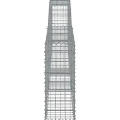 Arched Gabion Baskets 2 pcs 157.5″x11.8″x31.5″/39.4″ Galvanized Iron for Outdoor Plants White Black