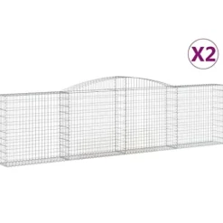 Arched Gabion Baskets 2 pcs Galvanized Iron for Outdoor Plants Self-Watering Pots White Black Other