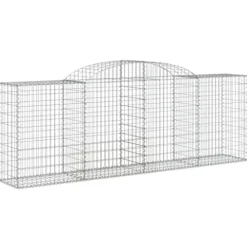 Arched Gabion Baskets 2 pcs 118.1″x19.7″x39.4″/47.2″ Galvanized Iron for Outdoor Plants White Black Other
