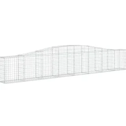 Arched Gabion Baskets 2 pcs Galvanized Iron for Outdoor Plants White Black