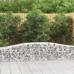 Arched Gabion Baskets 2 pcs Galvanized Iron for Outdoor Plants White Black