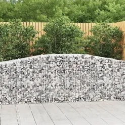 Arched Gabion Baskets 2 pcs Galvanized Iron for Outdoor Plants Self-Watering Pots White Black