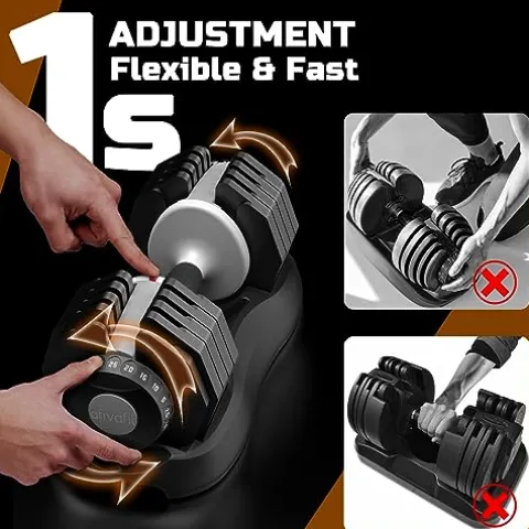 ATIVAFIT Adjustable Dumbbell for Workout Strength Training Fitness Weight Gym Set 55LB-Pair