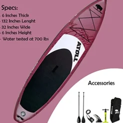 Atoll Inflatable Paddle Board with Premium SUP Accessories – 11ft Burgundy