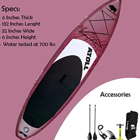 Atoll Inflatable Paddle Board with Premium SUP Accessories – 11ft Burgundy