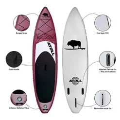 Atoll Inflatable Paddle Board with Premium SUP Accessories – 11ft Burgundy