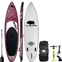 Atoll Inflatable Paddle Board with Premium SUP Accessories – 11ft Burgundy