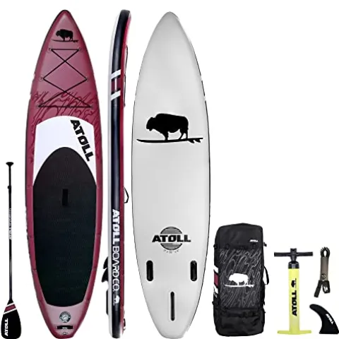 Atoll Inflatable Paddle Board with Premium SUP Accessories – 11ft Burgundy