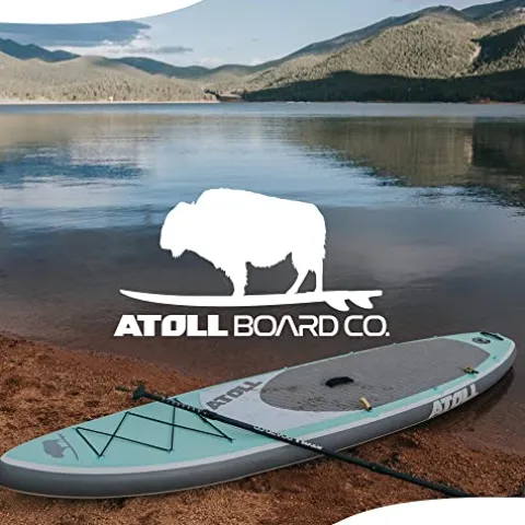 Atoll Inflatable Paddle Board with Premium SUP Stand Up Paddle Board Accessories & Back Pack, Non-Slip Comfort Deck Aqua Marine