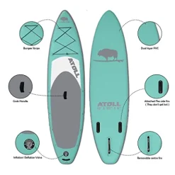 Atoll Inflatable Paddle Board with Premium SUP Stand Up Paddle Board Accessories & Back Pack, Non-Slip Comfort Deck Aqua Marine