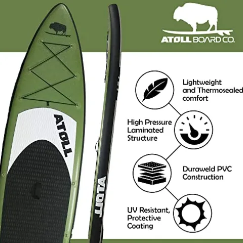 Atoll Inflatable Stand Up Paddle Board 11 Feet Army Green