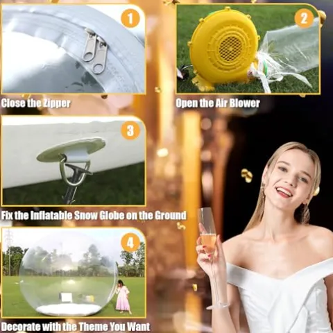 awesmflate 10FT Inflatable Snow Globe Bubble Tent Clear