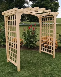 Backyard Crafts Amish-Made Cambridge Style Pine Arbor 5′ Wide Unfinished