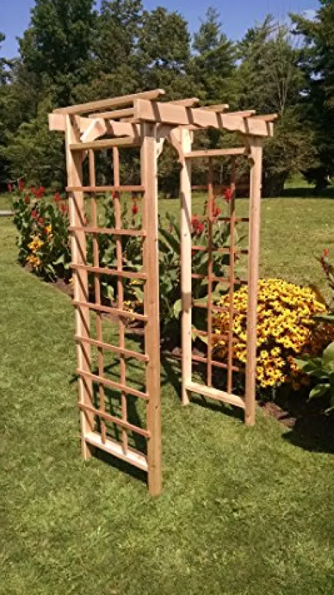 Backyard Crafts Amish-Made Morgan Style Cedar Arbor 4′ Wide Redwood Stain