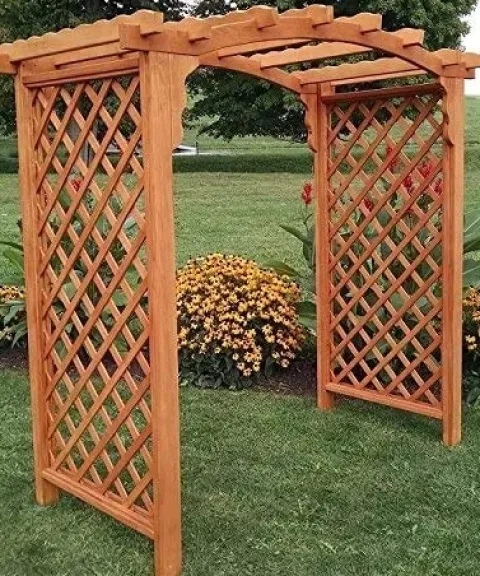 Backyard Crafts Amish-Made Jamesport Style Cedar Arbor 4′ Wide Walnut Stain