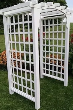 Backyard Crafts Amish-Made Cambridge Style Pine Arbor 5′ Wide Redwood Stain