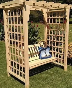 Backyard Crafts Amish-Made Lexington Style Cedar Arbor with Swing 6′ Wide Unfinished