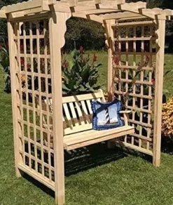 Backyard Crafts Amish-Made Cambridge Style Cedar Arbor with Swing 5′ Wide Unfinished