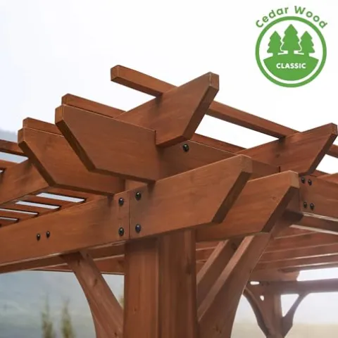 Backyard Discovery Ashland Cedar Wood Pergola Kit Medium Brown