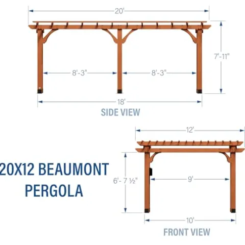Backyard Discovery Beaumont 20′ x 12′ Cedar Wood Pergola Kit Light Brown