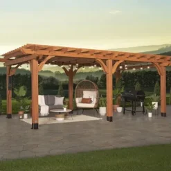 Backyard Discovery Beaumont 20′ x 12′ Cedar Wood Pergola Kit Light Brown
