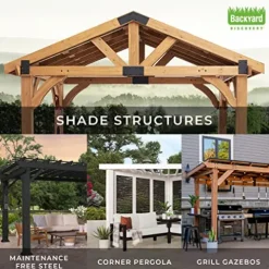 Backyard Discovery Beaumont 20′ x 12′ Cedar Wood Pergola Kit Light Brown