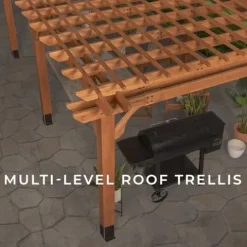 Backyard Discovery Beaumont 20′ x 12′ Cedar Wood Pergola Kit Light Brown