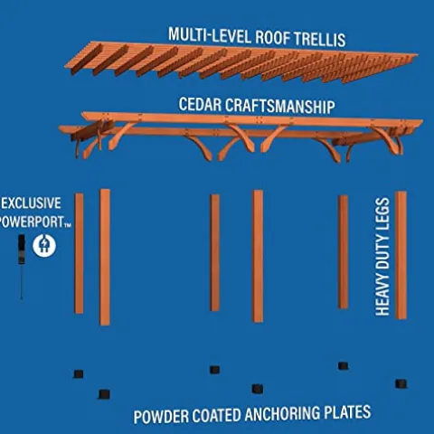 Backyard Discovery Beaumont 20′ x 12′ Cedar Wood Pergola Kit Light Brown