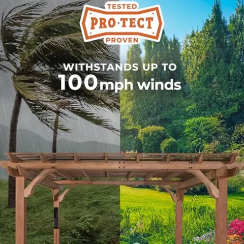 Backyard Discovery Beaumont 20′ x 12′ Cedar Wood Pergola Kit Light Brown