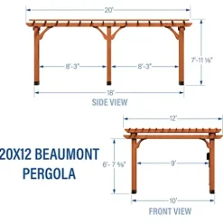 Backyard Discovery Beaumont 20′ x 12′ Cedar Wood Pergola Kit Light Brown