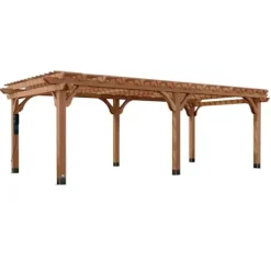 Backyard Discovery Beaumont 24′ x 12′ Cedar Wood Pergola Kit Light Brown