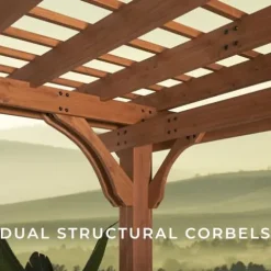 Backyard Discovery Beaumont 24′ x 12′ Cedar Wood Pergola Kit Light Brown