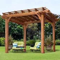 Backyard Discovery Beaumont 10′ x 10′ Cedar Wood Pergola Kit Light Brown
