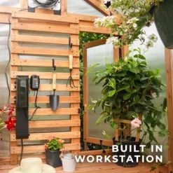 Backyard Discovery Bellerose 9′ x 6′ Cedar Wood Greenhouse Kit Light Brown