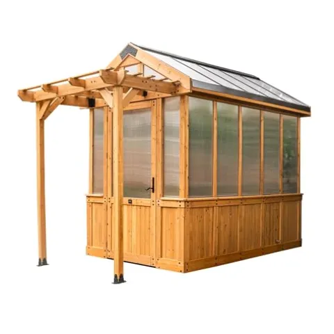 Backyard Discovery Bellerose 9′ x 6′ Cedar Wood Greenhouse Kit Light Brown